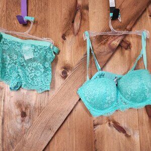 Teal Padded Bra and Panty set 34B /small NWT